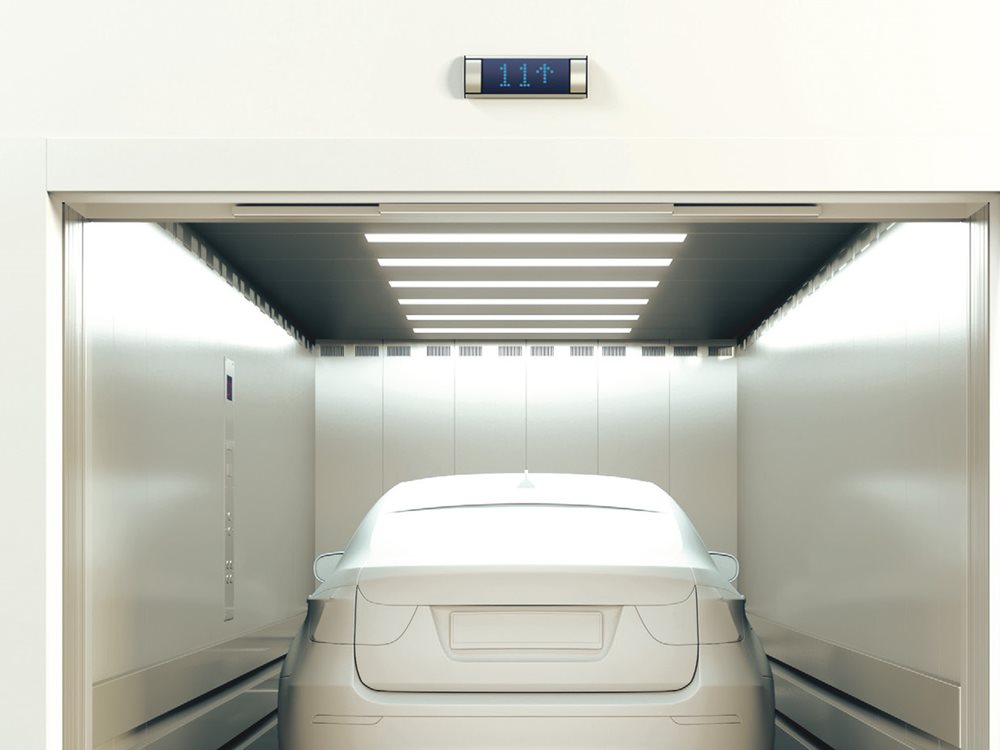 Elevadores de carga e automóveis